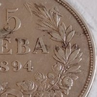Сребърна монета 5 лева 1894г. Княжество България Княз Фердинанд първи 43043, снимка 2 - Нумизматика и бонистика - 43951025