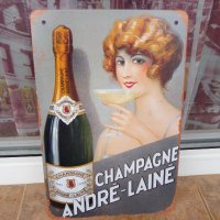 Метална табела шампанско голяма чаша наздраве ретро Франция, снимка 1 - Рекламни табели - 43031913