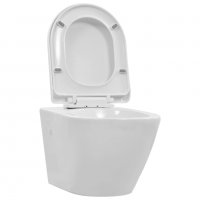 Окачена тоалетна чиния без ръб, керамична, бяла, снимка 2 - Други - 37691922