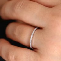 Сребърен пръстен с малки камъни цирконий , снимка 2 - Пръстени - 43613620