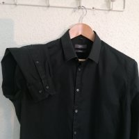 Елегантна черна мъжка риза Jake,s collection super slim 41/42, снимка 2 - Ризи - 43725300