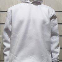 Нов мъжки бял суичър с качулка и джобчета, снимка 2 - Суичъри - 34732096