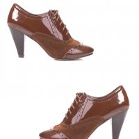 Дамски тъмно кафяви лачени обувки , изработени от висококачествена еко кожа, снимка 3 - Дамски ежедневни обувки - 27579431
