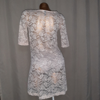 Н&М S/M Млечно бежава ,прозрачна, дантелена рокля на цветя , снимка 3 - Рокли - 36472090