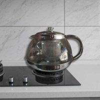 Стъклена кана за чай от неръждаема стомана с цедка за листа, снимка 5 - Сервизи - 44867847