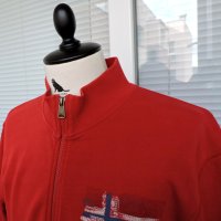 Napapijri Men's Red Long Sleeve Full Zipped Casual Track Jacket  - мъжко горнище размер L, снимка 3 - Суичъри - 43252709
