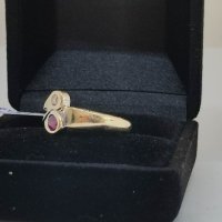 Златен пръстен с естествен Рубин и брилянт-5,05гр/18кр, снимка 3 - Пръстени - 40574124