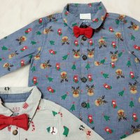 Коледна риза с папионка F&F за бебе 9-12 месеца, снимка 10 - Бебешки блузки - 35010487