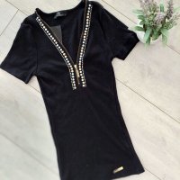Нова черна блузка с цип, снимка 1 - Тениски - 40301171