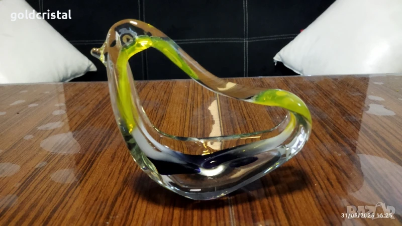 стъклена фигура птица ръчна изработка , снимка 1