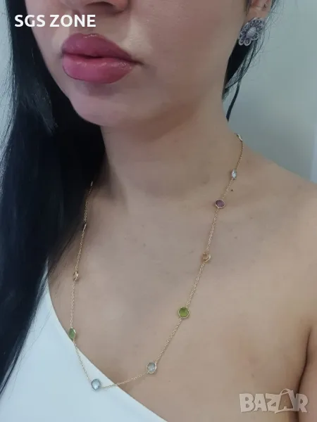 Уникално Колие от Сребро с Естествени Камъни, снимка 1