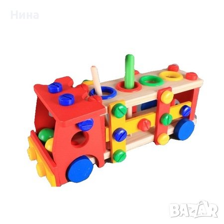 Образователно дървено камионче , снимка 1