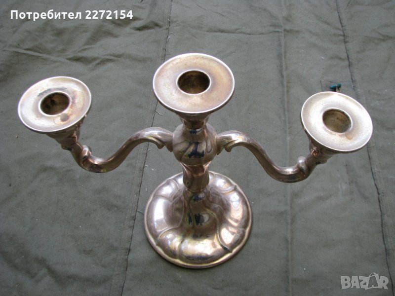 Масивен посребрен свещник, снимка 1