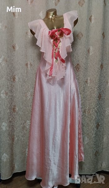 М Сладко розова ,сатенена, дълга нощница/ рокля /, снимка 1
