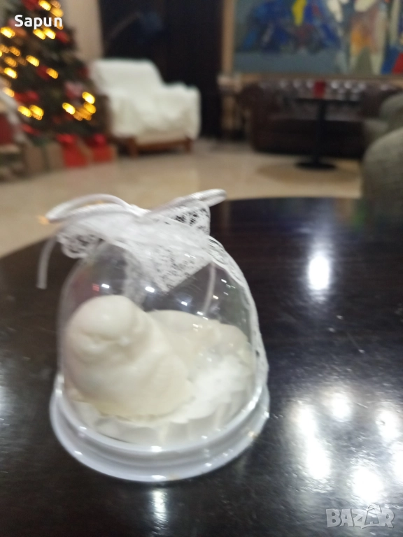 Сапунена птичка  в купол , подарък за гости на сватба, снимка 1