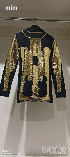 Памучна блуза със златни мъниста, снимка 1
