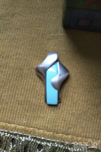  Масивна сребърна висулка с естествен карибски ларимар , снимка 1