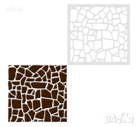 Плочки мозайка камъни стенсил шаблон украса за торта и др, снимка 1
