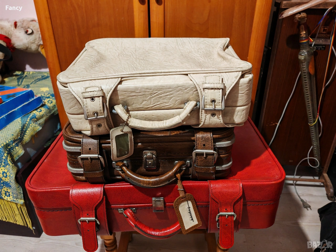 Стари кожени куфари 3 бр, снимка 1