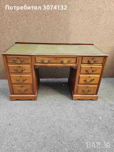Бюро с кожа и обков от месинг, снимка 1