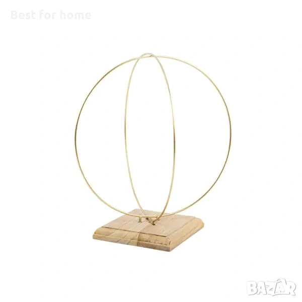 Декоративна статуетка „Двойна златна арка“ върху дървена основа – Ø30 см и Ø28 см, снимка 1