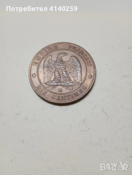 Франция монета 10 сантима 1856 г , снимка 1