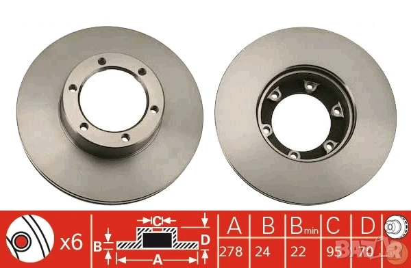 Диск спирачен преден дeсен/ляв за RENAULT MASTER I 2.0-2.5D 07.80-07.98г.№ R1091V, снимка 1