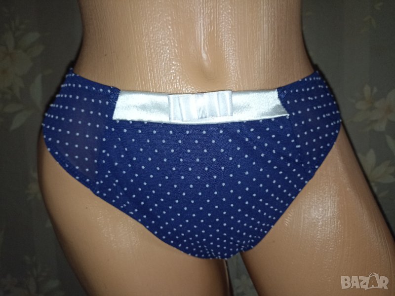 Прашки от син тюл на точки с подсилена предна част и сатенена панделка L, снимка 1