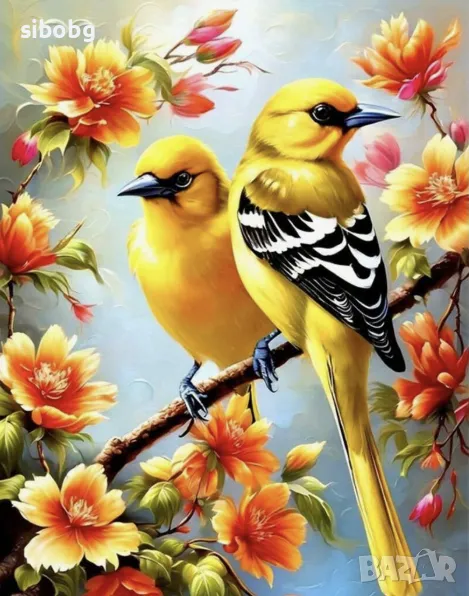 Диамантен гоблен "Весели птички"     3515, снимка 1