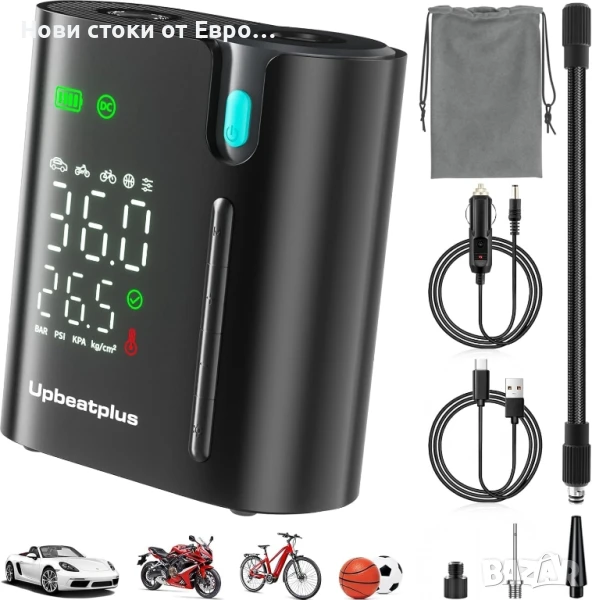 Преносима помпа за гуми T1 със 160 PSI, 4 пъти по-бърза въздушна помпа, безжична, снимка 1