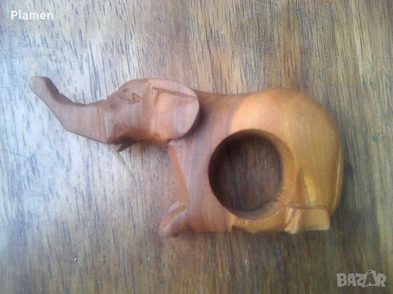Дървено слонче - салфетник, снимка 1