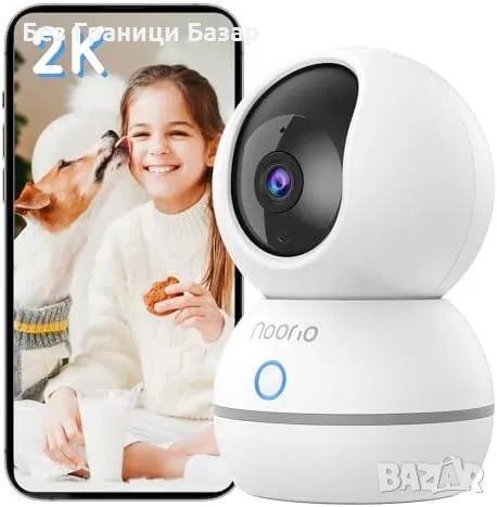 Нов Бебефон/домашна камера Noorio 2K обаждане 24/7 запис нощно виждане, снимка 1