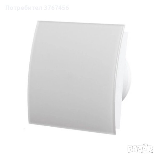 Бял мат 105 м3/ч Извито Стъкло Дизайнерски вентилатор MM-Р Ф100 с клапа, 220 VAC,13 W, 163х163x96 mm, снимка 1