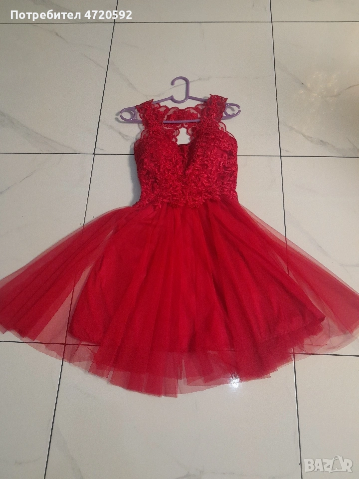 Червена официална рокля – много ефектна, снимка 1