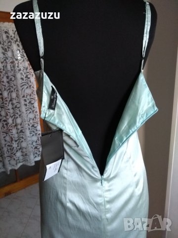 ЕСТЕСТВЕНА КОПРИНА дамска рокля с презрамки в бледозелен цвят, снимка 3 - Рокли - 32589448