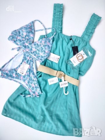 НОВИ! Дамски бански с етикет! С подплънки , на райе, цветя, фламинго, снимка 4 - Бански костюми - 7506546