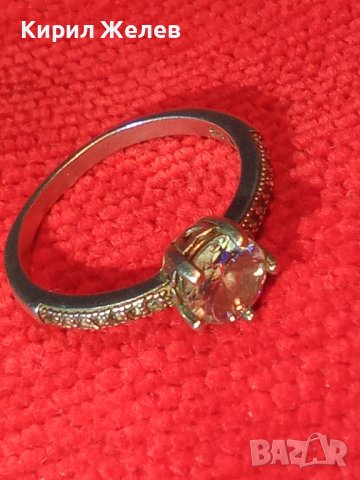 СКЪПОЦЕНЕН НЕЖЕН СРЕБЪРЕН ПРЪСТЕН СРЕБРО 925 с БЛЕСТЯЩ ФАСЕТИРАН ЛАБОРАТОРЕН МОЙСАНИТ иЦИРКОНИ 40103