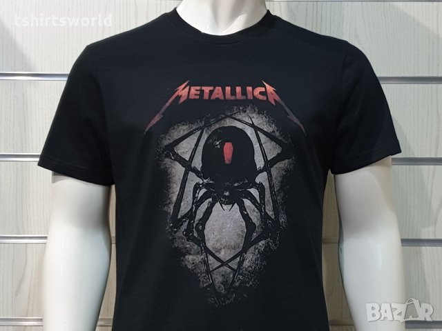 Нова мъжка тениска с дигитален печат на музикалната група METALLICA с паяк, снимка 2 - Тениски - 34834038