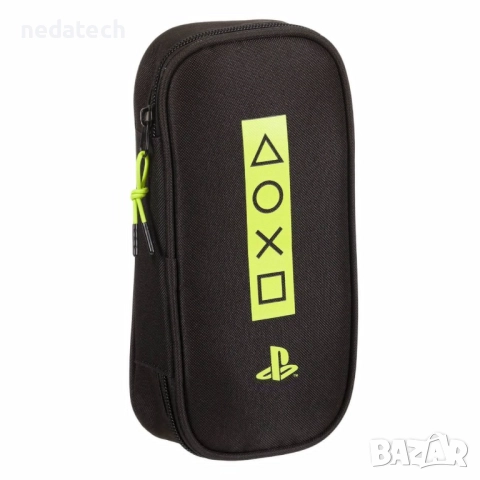 Ученически несесер Playstation, Черен, 22x6x11 см.