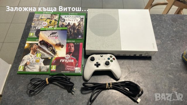 Xbox one S 500 GB ( включва 1 джойстик,HDMI,зах.кабел и 4 игри !!! ), снимка 1 - Xbox конзоли - 44082982