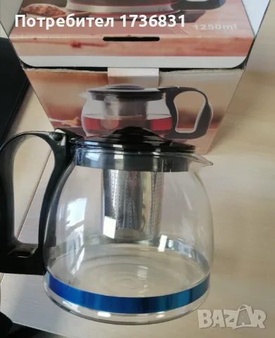 Стъклена кана за чай , снимка 2 - Кани - 47511624