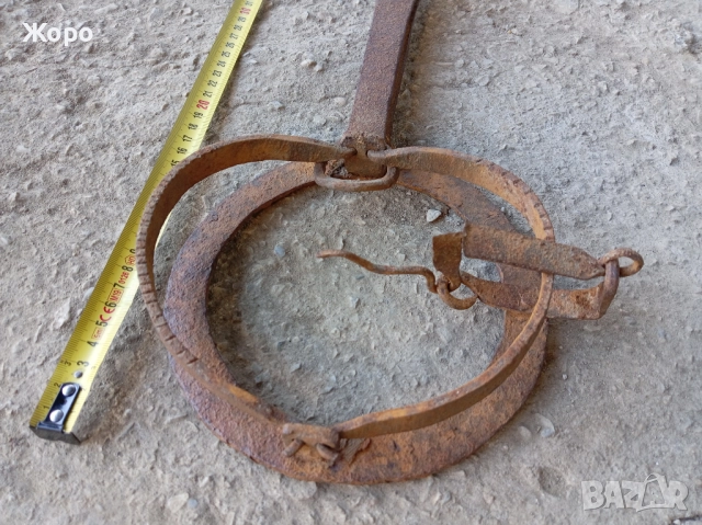 старинен голям кован капан, снимка 5 - Антикварни и старинни предмети - 52432446