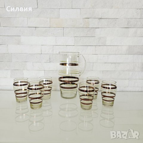 Български ретро сервиз от стъкло, снимка 1 - Чаши - 43943581