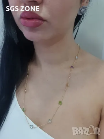 Уникално Колие от Сребро с Естествени Камъни