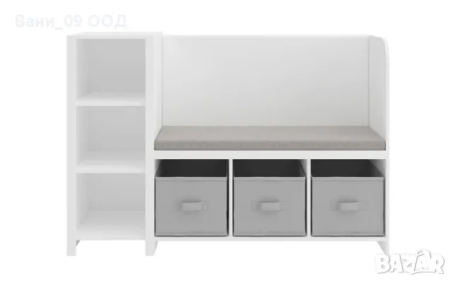 Детски кът с пейка, текстилни кутии и рафтове за съхранение , снимка 4 - Етажерки - 48946287