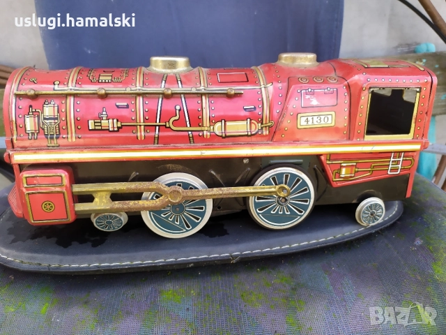 Стара ламаринена играчка/локомотив, снимка 2 - Антикварни и старинни предмети - 52546877