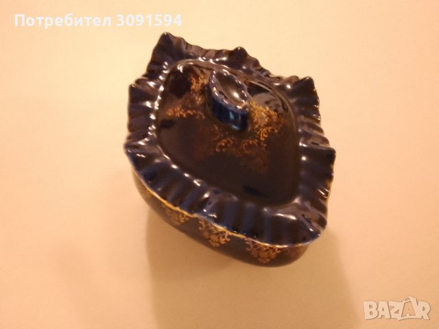 Руска порцеланова купа от кобалт и позлата размер дължина 17см ширина 14см, снимка 9 - Други ценни предмети - 43987744