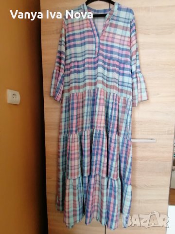 Дълга рокля с харбали в пастелни цветове, снимка 2 - Рокли - 37835294