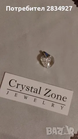 Обеци с кристали Сваровски и висулка сърце, снимка 4 - Обеци - 49470364