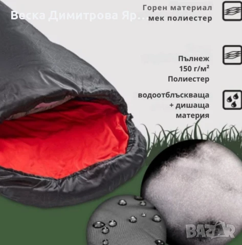 Лек летен спален чувал Living & Garden в син и червен цвят, снимка 4 - Спално бельо - 51067825